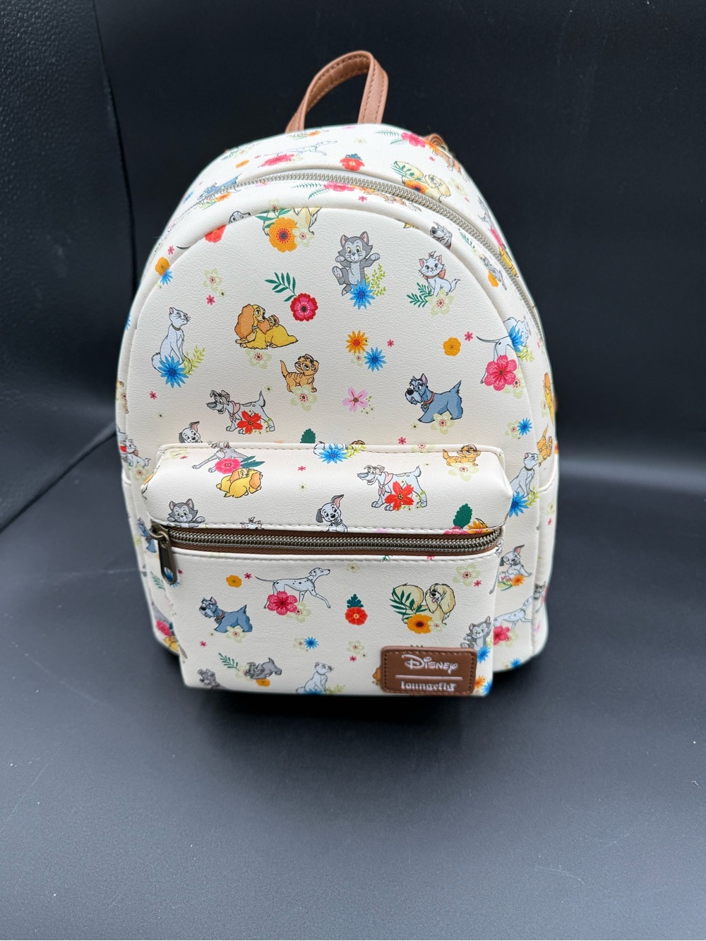 Loungefly Cream Floral Disney Puppy Mini Backpack